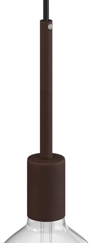 Casquilho E27 cilíndrico em metal - Braçadeira de 15cm - Ferrugem escura