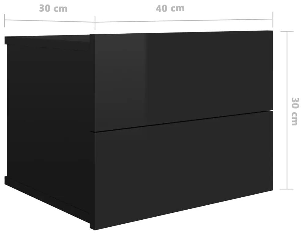 Mesa de cabeceira 40x30x30 cm contraplacado preto brilhante