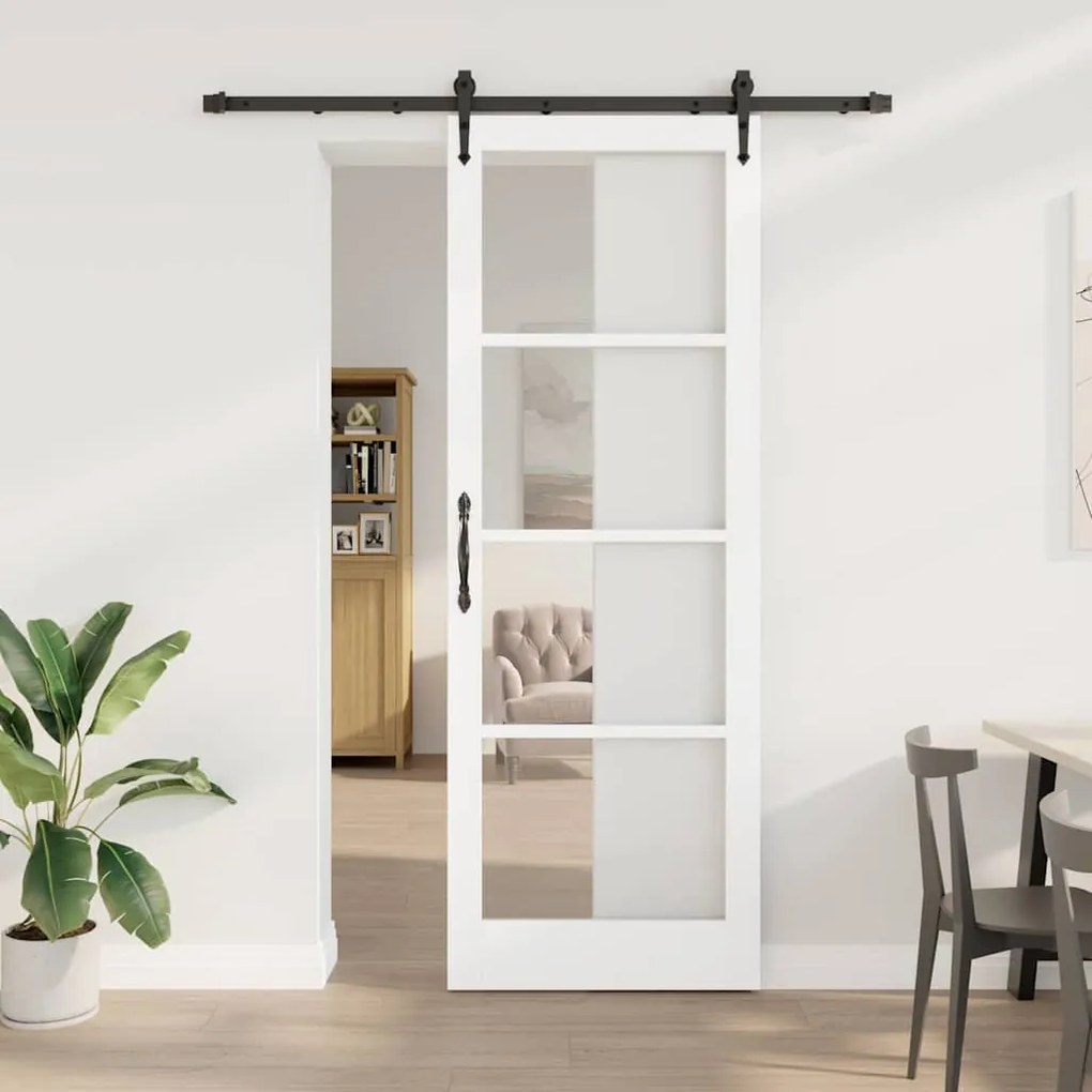 vidaXL Porta Deslizante Manual Branco 83 x 232 cm Madeira e metal