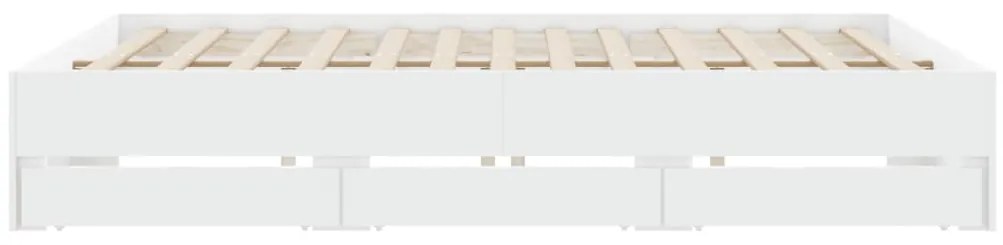 Estrutura de cama c/ gavetas 200x200cm derivados madeira branco