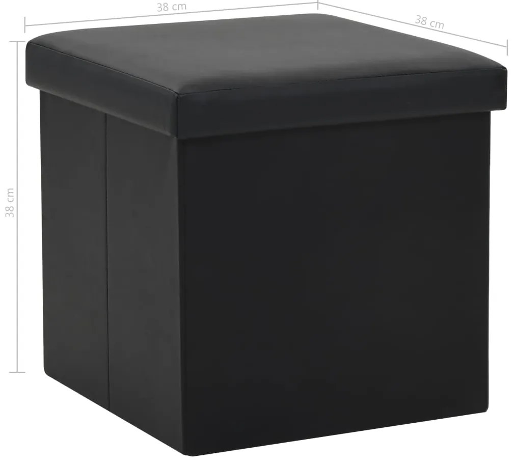Bancos de arrumação dobráveis 2 pcs couro artificial preto