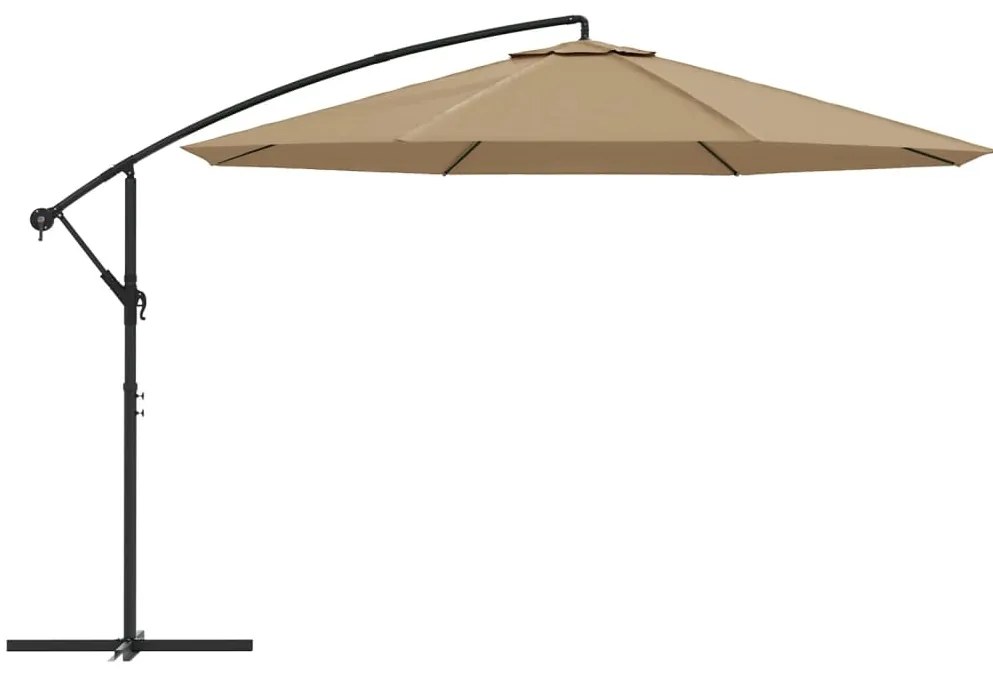 Guarda-sol cantilever c/ poste alumínio 350cm cinza-acastanhado