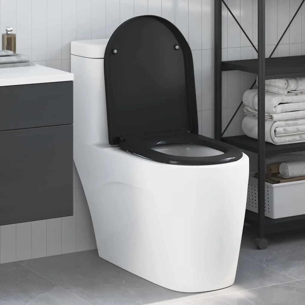 vidaXL Assento de Toilette de Liberação Rápida Preto