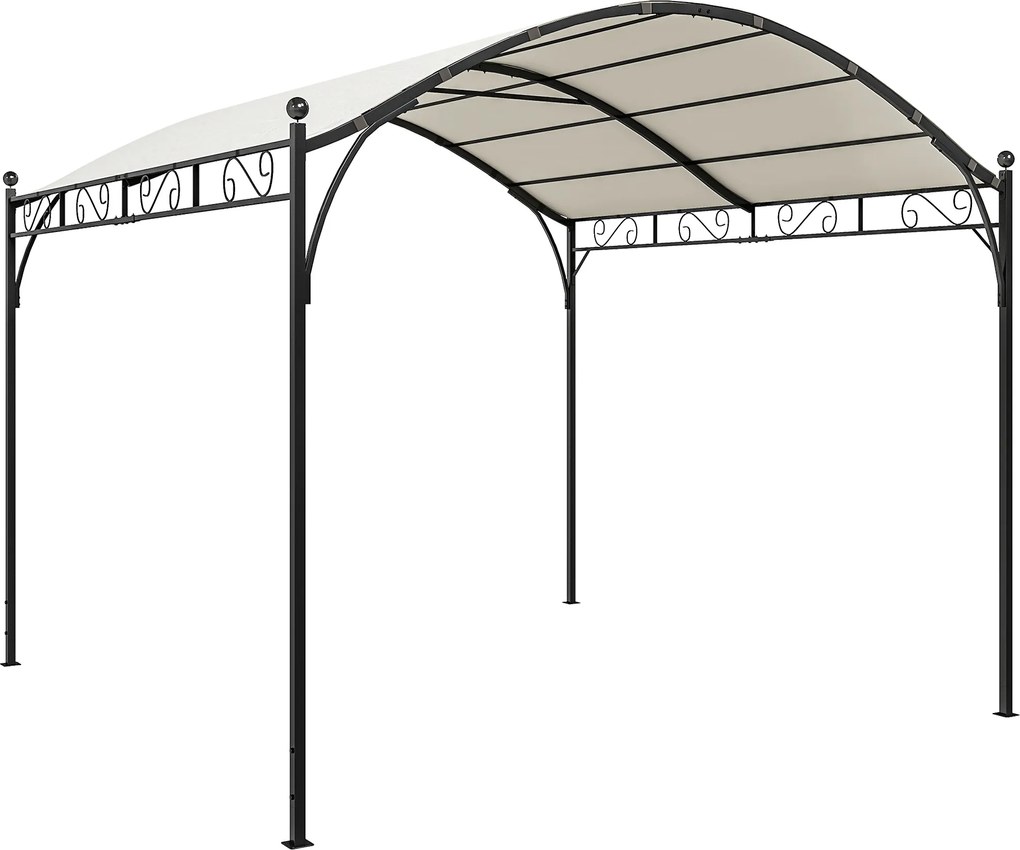 Pérgola de Jardim 3x3 m com Toldo UV30+ Estrutura de Metal Galvanizado Telhado Arqueado Pérgola para Exterior Creme