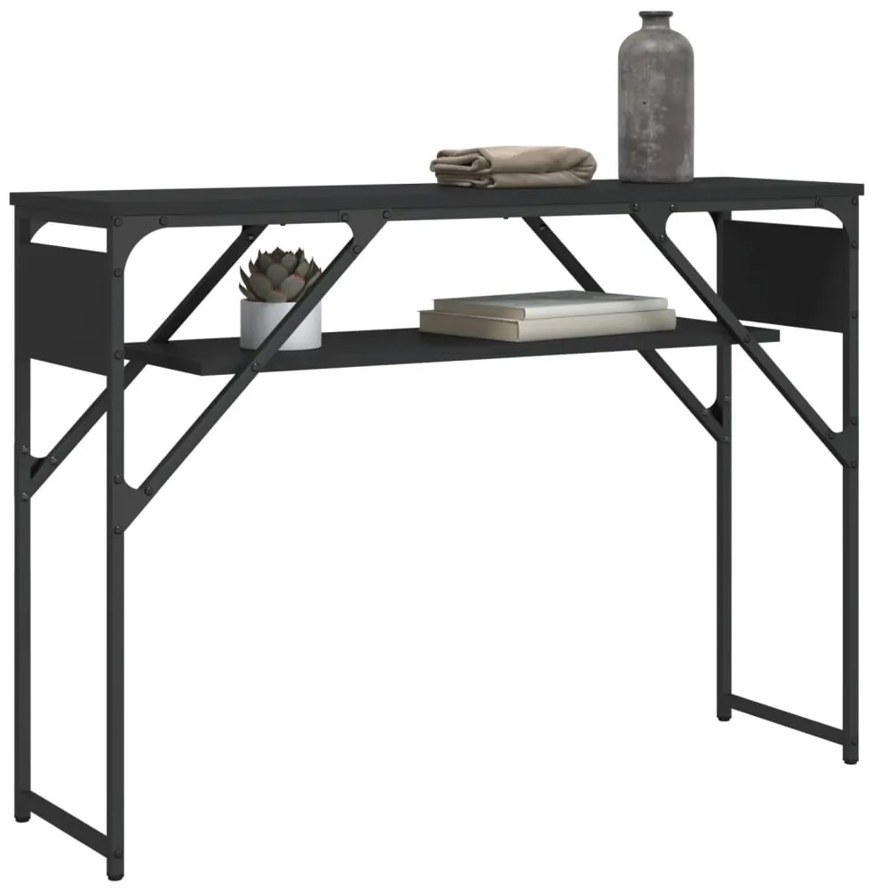 Mesa consola c/ prateleira 105x30x75 cm derivados madeira preto