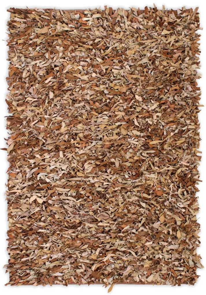 vidaXL Tapete shaggy couro genuíno 120x170 cm bronze