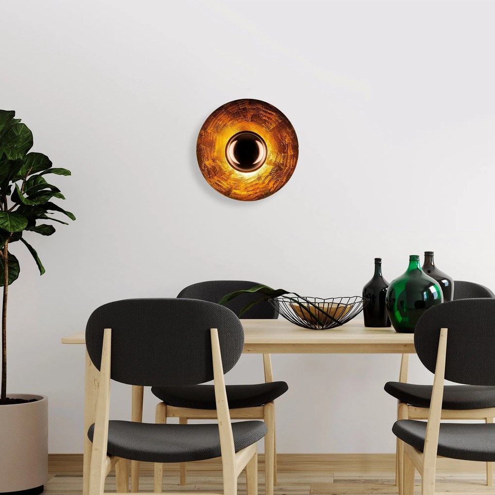 Candeeiro de Parede Kurt – Cobre – Diâmetro 38 cm Altura 31 cm