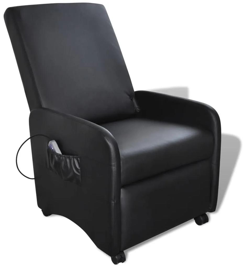 241683 vidaXL Cadeira de massagens couro artificial preto