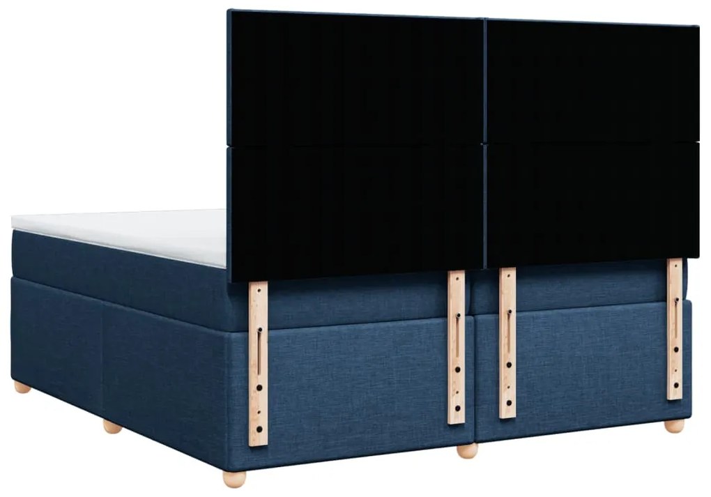 Cama com molas/colchão 200x200 cm tecido azul