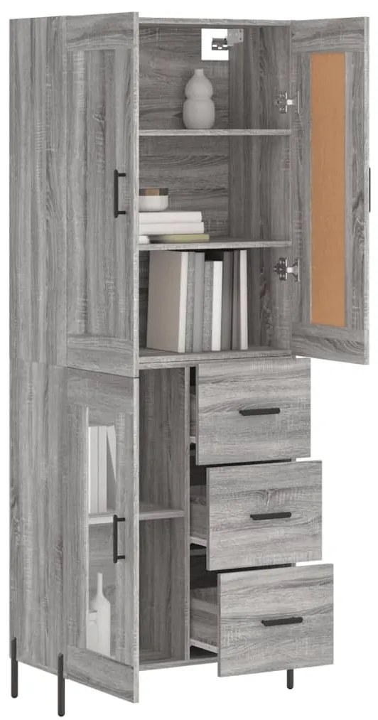 Armário alto 69,5x34x180 cm derivados de madeira sonoma cinza