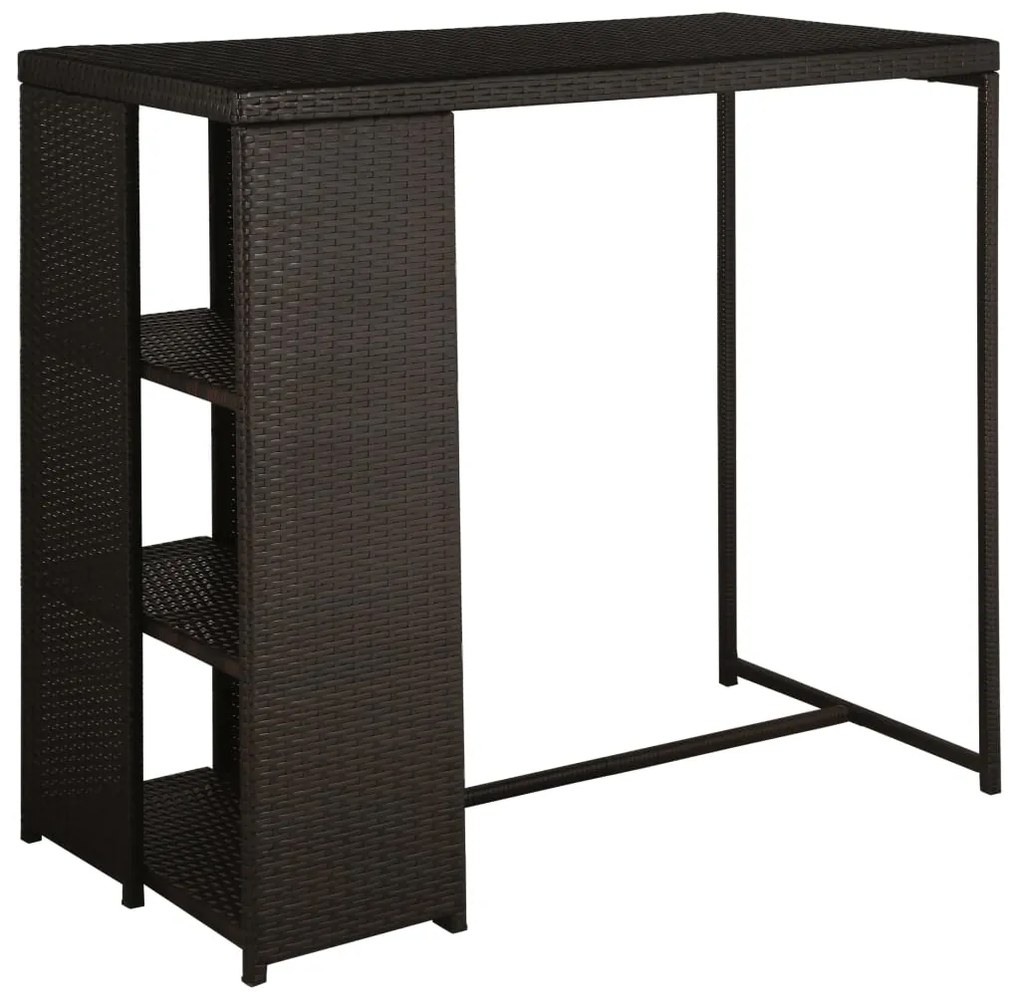 5 pcs conjunto de bar p/ jardim com almofadões vime PE castanho