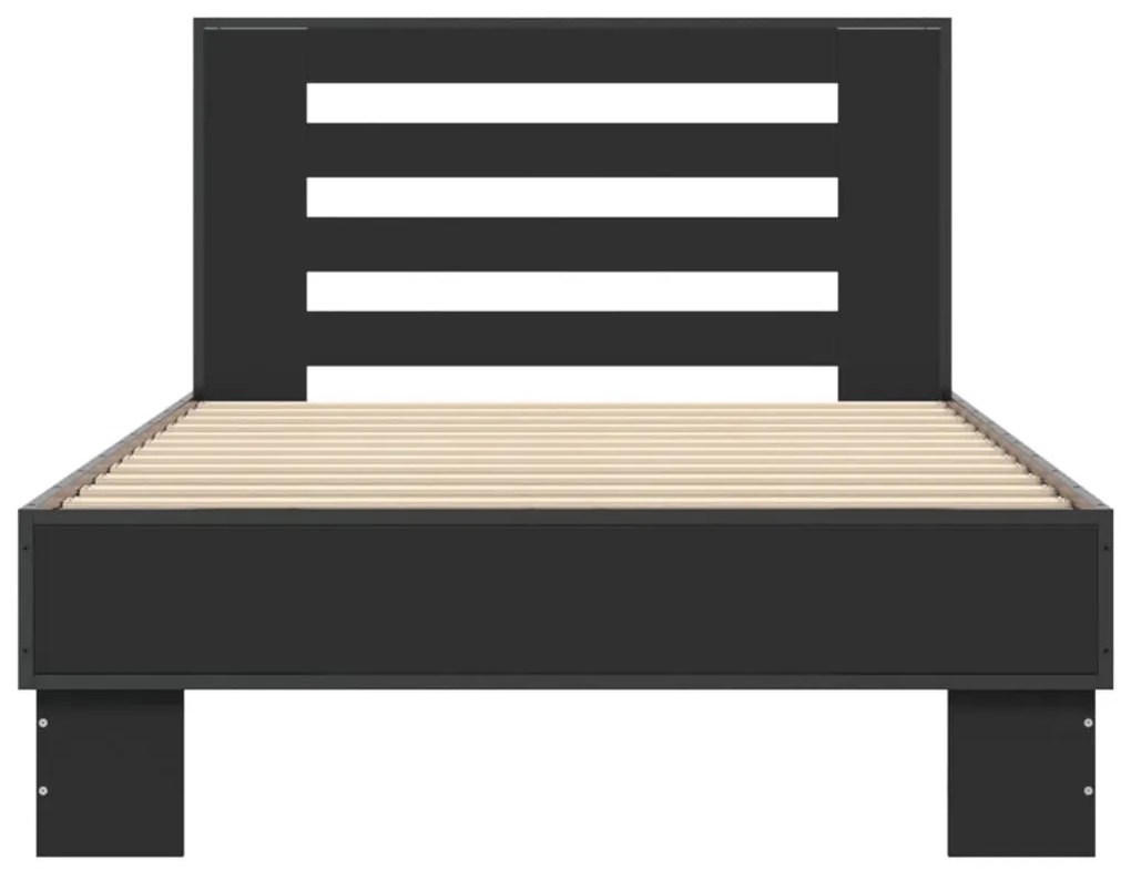 Estrutura de cama 90x190 cm derivados de madeira e metal preto