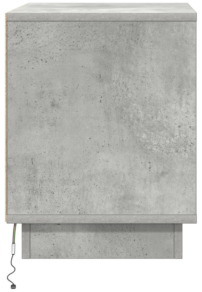Cômodas de Cabeceira com Luzes LED 2 pcs Cinza Concreto 44x34,5x45 cm