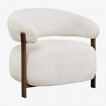 Poltrona Jolie Em Tecido Chenille Madeira Escura & Tecido Chenille Beige Creme - Sklum