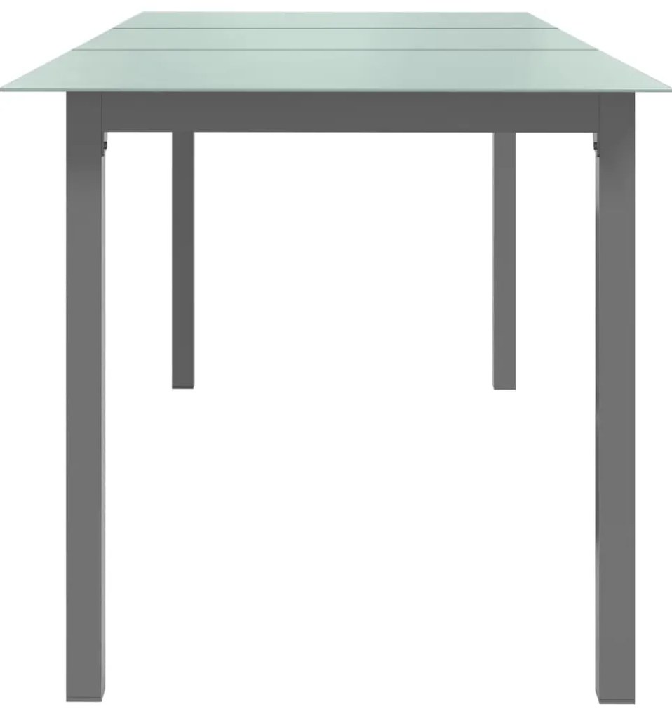 Mesa de jardim em alumínio e vidro 190x90x74 cm cinzento-claro