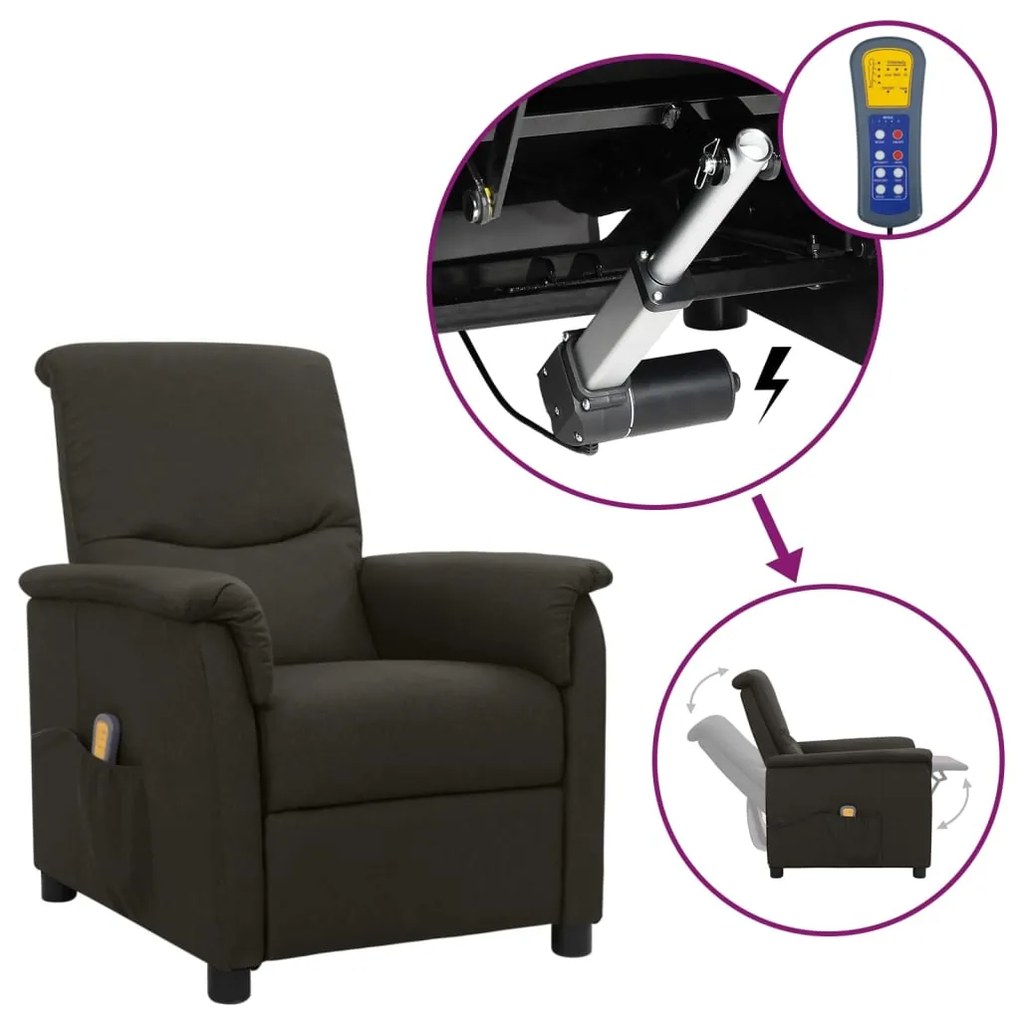 vidaXL Poltrona de massagens tecido cinzento-acastanhado
