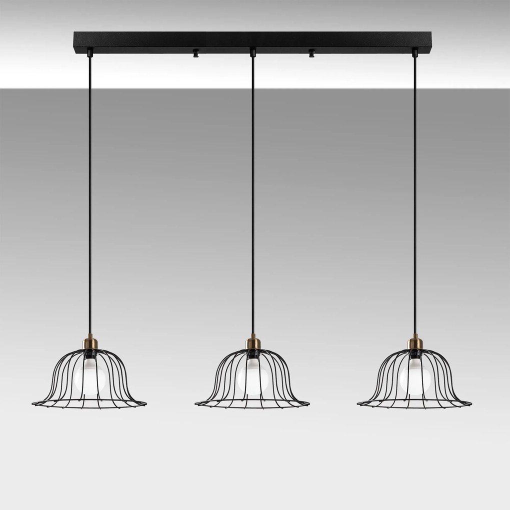 Candeeiro Chandelier Boey – Preto Antigo – 147 x 35 x 31-121 cm