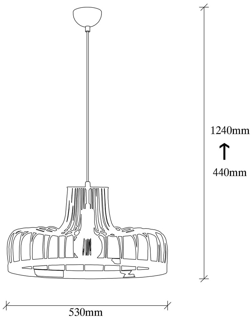 Chandelier Fellini – Preto e Cobre – Diâmetro 53 cm, Altura 124 cm