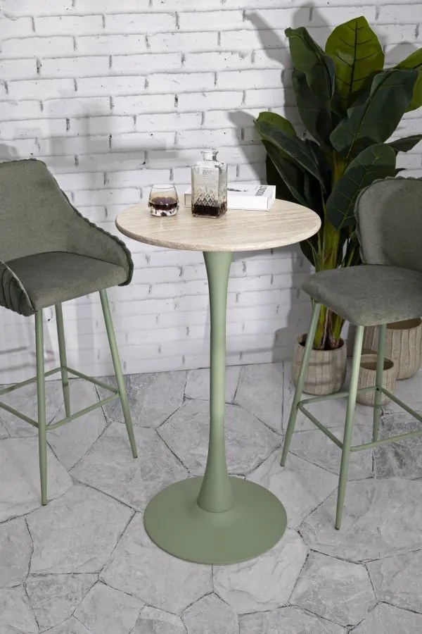 MESA BAR ALASKA Ø 60 X 106 CM EM MDF e FERRO VERDE E CREME