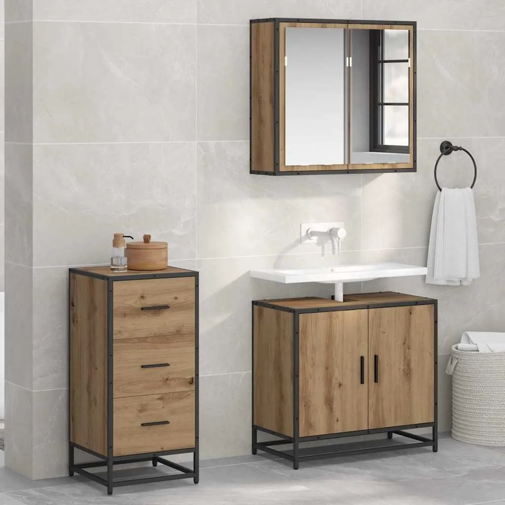 vidaXL Buffet Carvalho Artesanal 35,5 x 35 x 76 cm