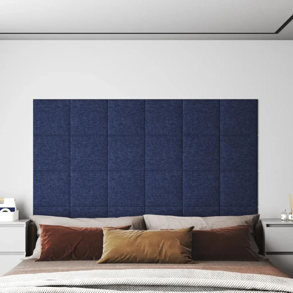 343798 vidaXL Painel de parede 12 pcs 30x30 cm tecido 1,08 m² azul