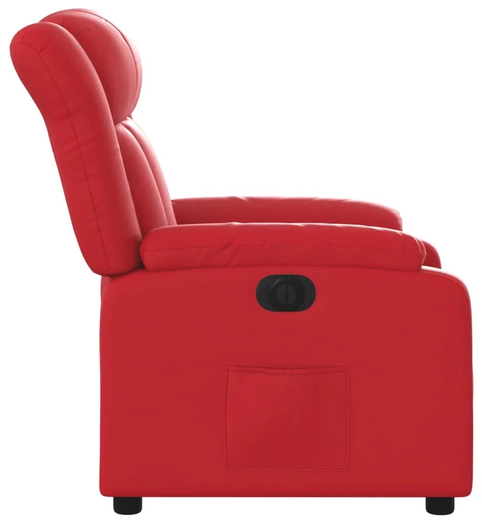 Poltrona reclinável elétrica couro artificial vermelho