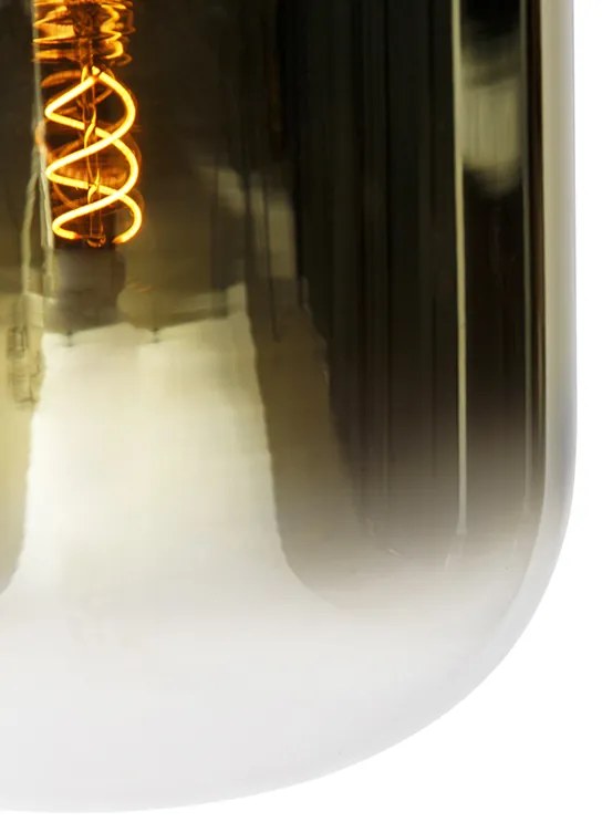 Candeeiro de suspensão design preto com vidro dourado 2-luzes - Bliss Design