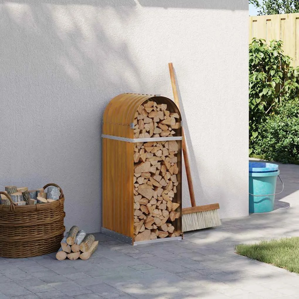 vidaXL Suporte de lenha 40x45x100 cm aço galvanizado aspeto de madeira