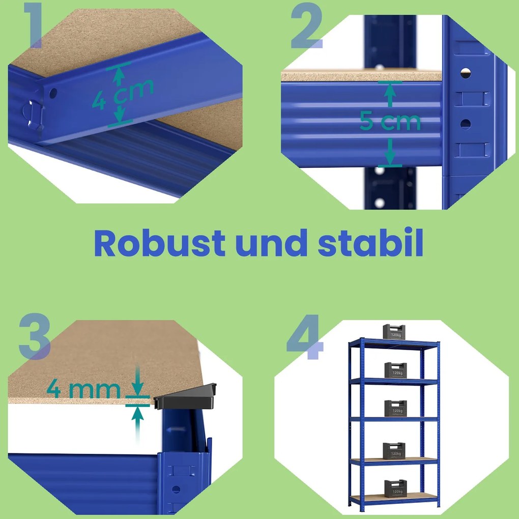 Estante para cargas pesadas150 x 75 x 30 cm 650 kg Azul