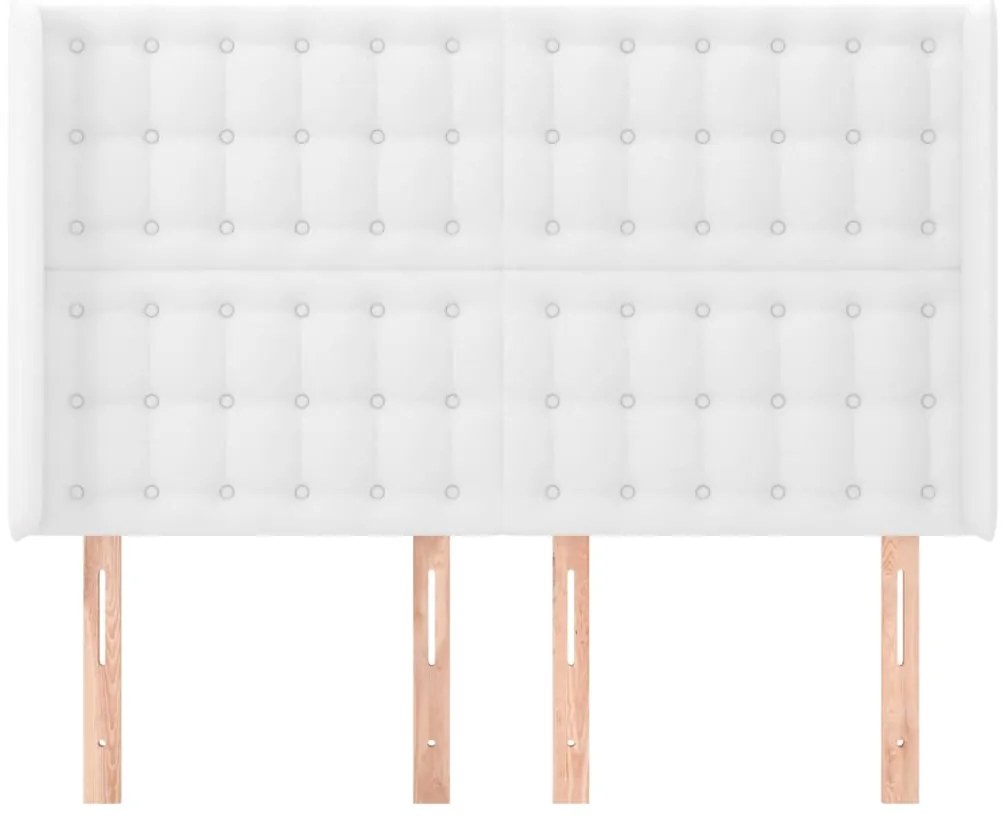 Cabeceira cama c/ abas couro artificial 147x16x118/128cm branco