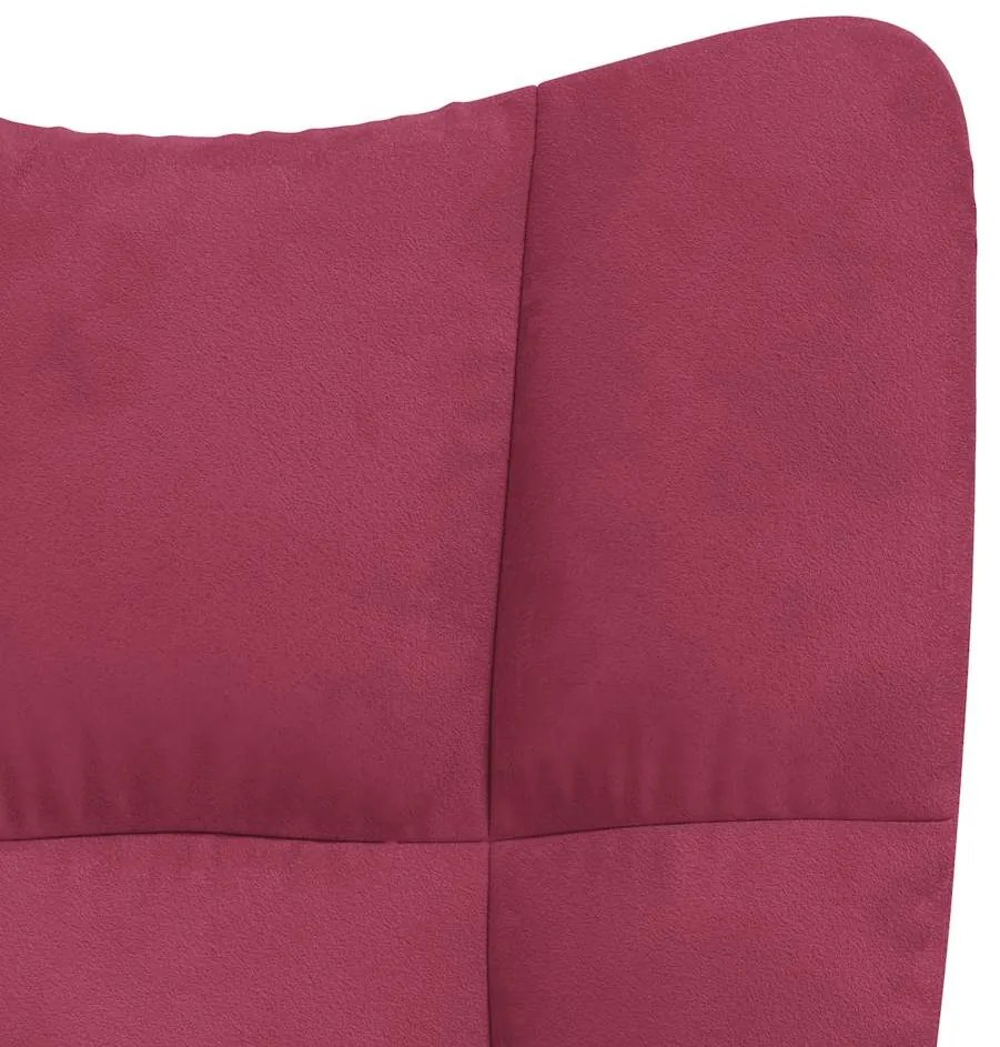 Cadeira de descanso com banco veludo vermelho tinto