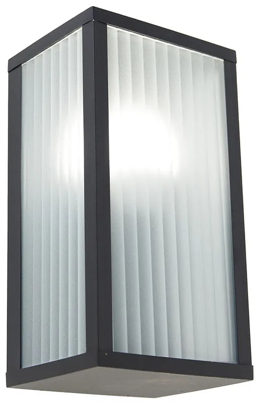 Candeeiro de Parede Inteligente Preto para Exterior com Vidro Canelado incl. WiFi A60 - Charlois