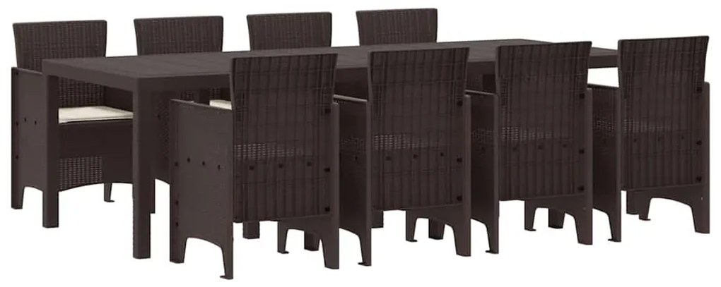 Conjunto de Jantar ao Ar Livre 9 pcs Castanho 250 x 100 x 73 cm
