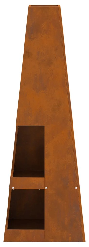 Fogueira com Armazenamento de Lenha 35x35x100 cm Aço Envelhecido