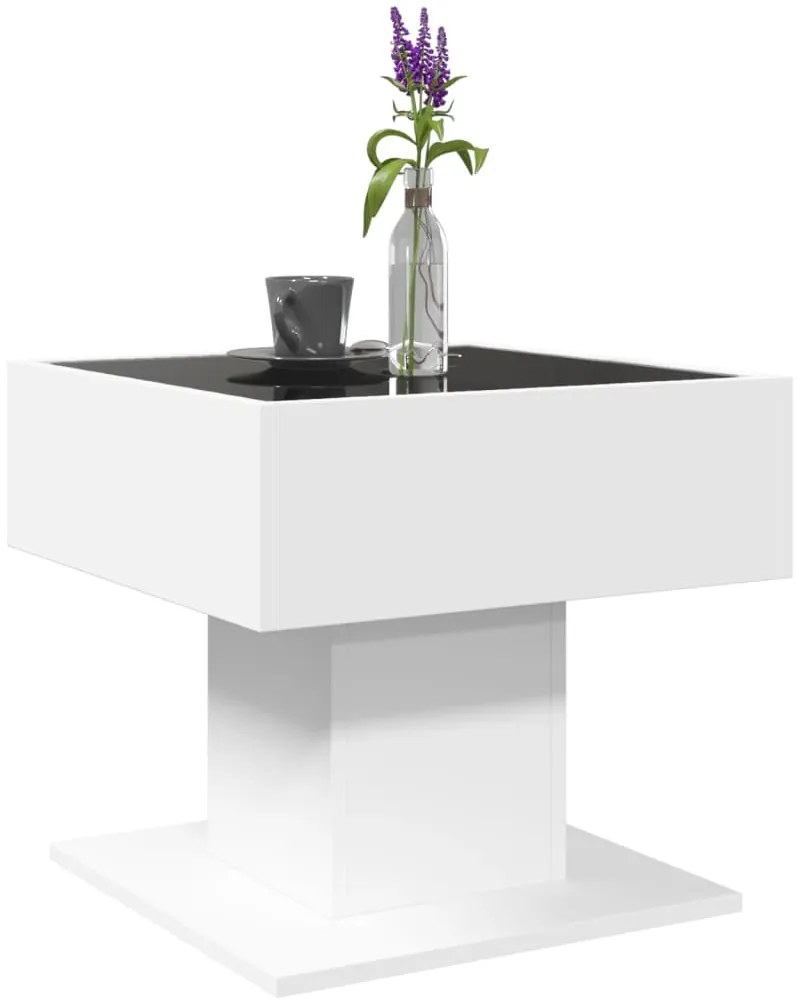 Mesa de centro c/ LEDs 50x50x45cm derivados de madeira branco