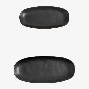 Conjunto De 2 Tabuleiros Em Grés Belvere Preto - Sklum