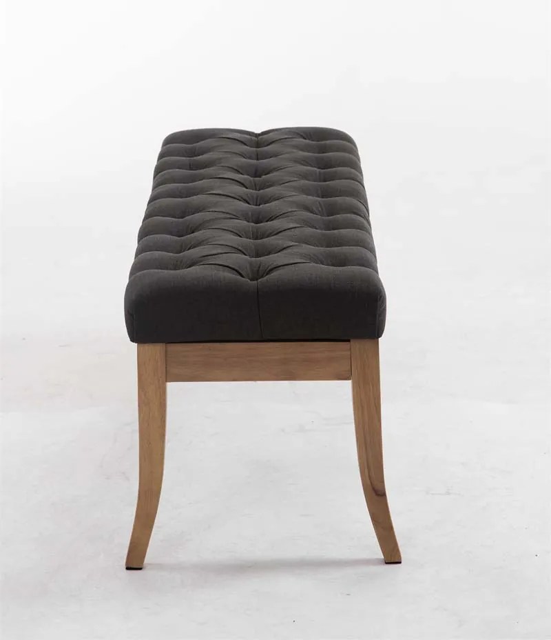 Banco Ramses em tecido com estrutura em antigo claro 46 x 120 x 38 cm Cinzento escuro