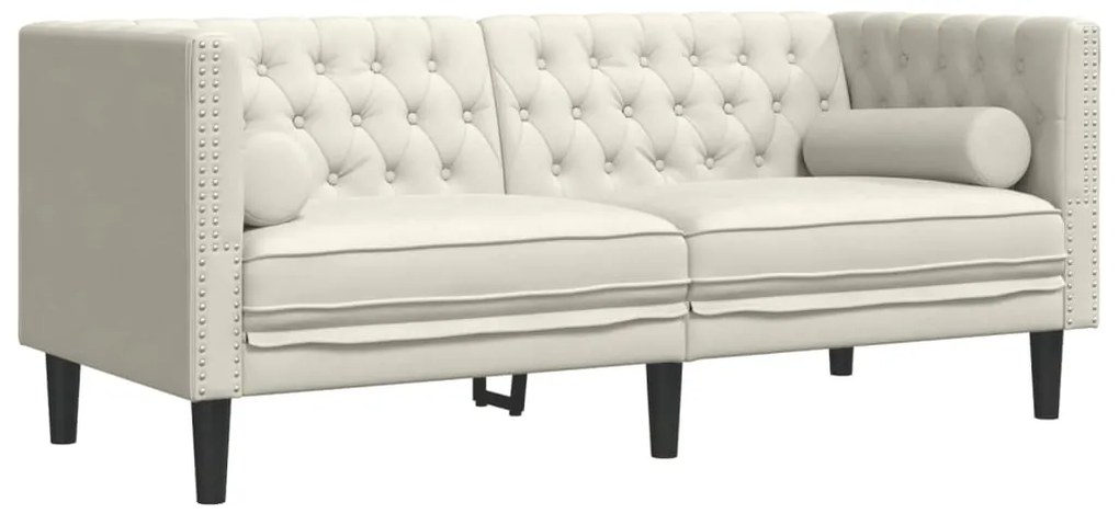 2 pcs conjunto de sofás chesterfield com rolos veludo creme