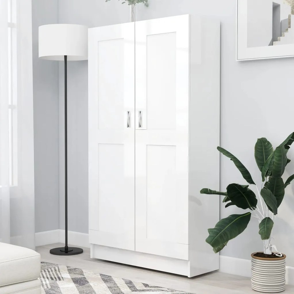vidaXL Estante 82,5x30,5x150 cm derivados de madeira branco brilhante