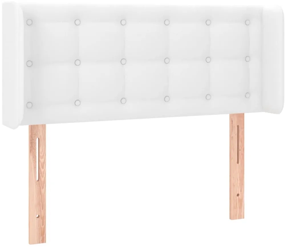 Cabeceira de cama c/ LED couro artificial 103x16x78/88cm branco