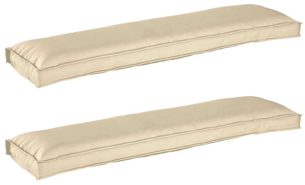 vidaXL almofadas para pallet para banco 2 pcs Bege 150x40x8 cm tecido Oxford