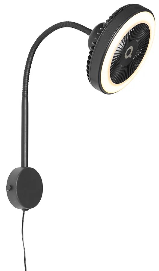 Ventilador de parede preto com LED 2700K - Dores Moderno