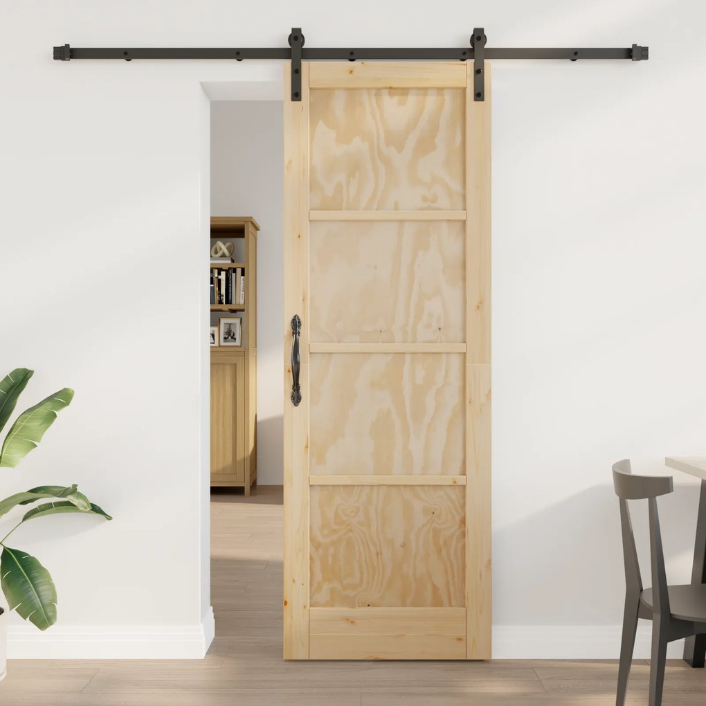 vidaXL Porta Deslizante com Conjunto de Ferragens 73.5x211 cm Madeira Sólida de Pinus