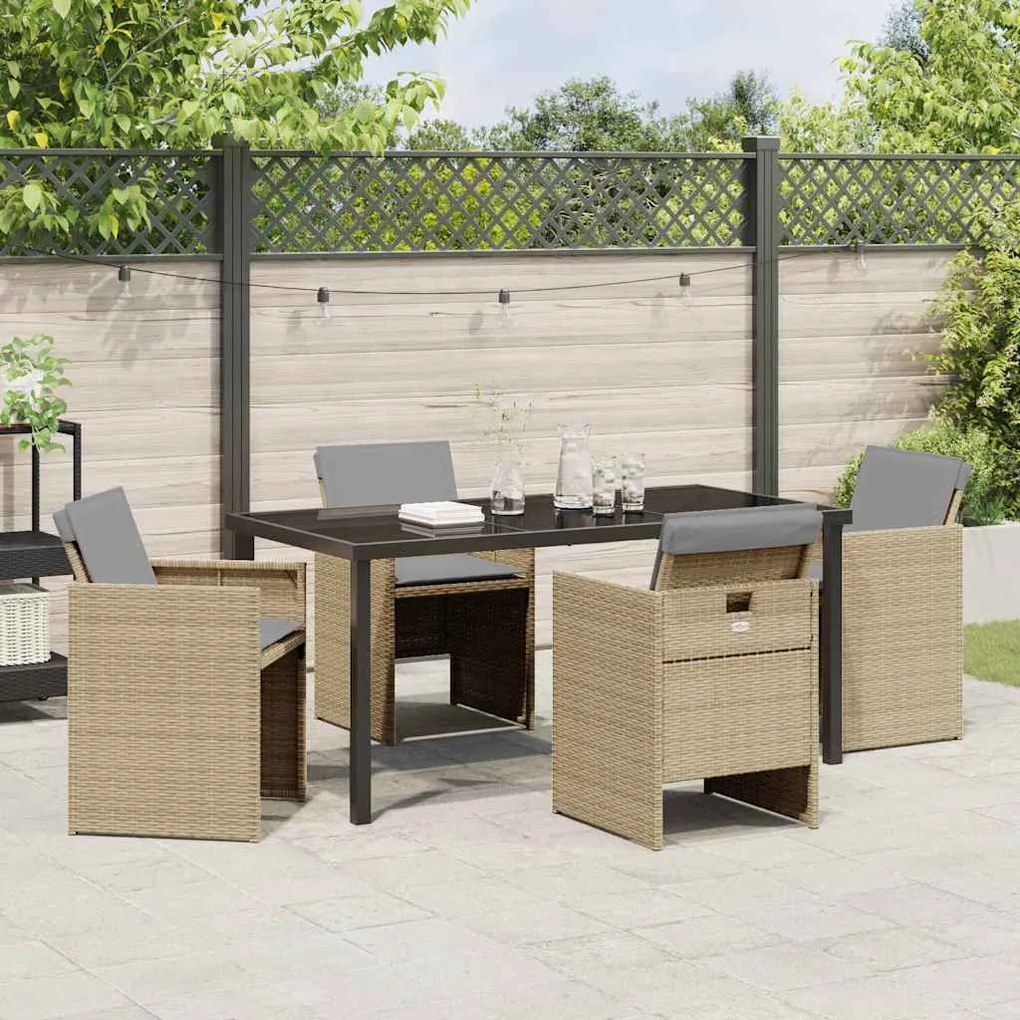 Conjunto de Jantar de Jardim com 5 Peças da com Almofadas Bege