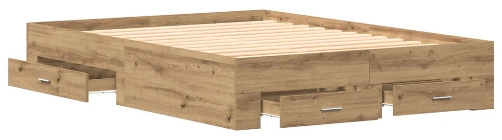 Estrutura de Cama com Gavetas Carvalho Artístico