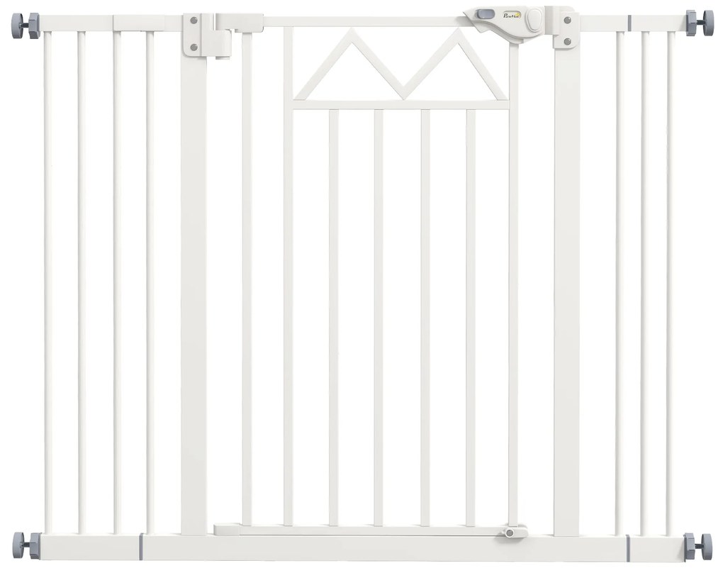 Barreira de Segurança Extensível para Animais de Estimação com Fecho Automático e Sistema de Duplo Bloqueio 74-100x76 cm Branco