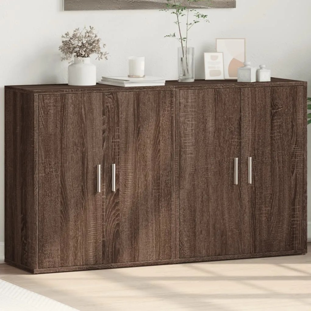 vidaXL Aparadores 2 pcs 60x31x70cm derivados madeira carvalho castanho