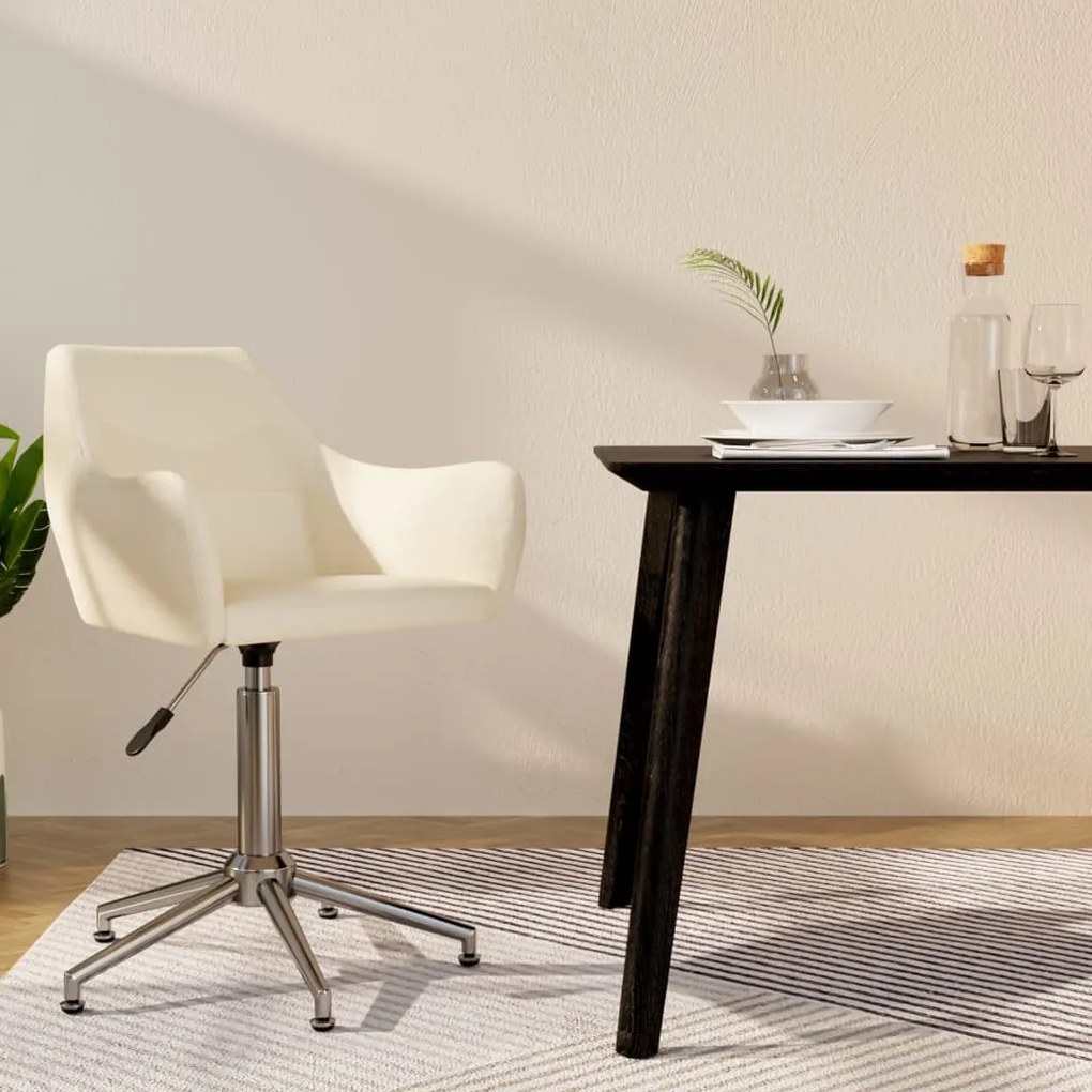 vidaXL Cadeira de jantar giratória tecido cor creme