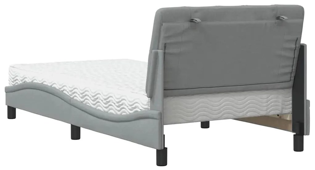 Cama com colchão 100x200 cm tecido cinzento-claro