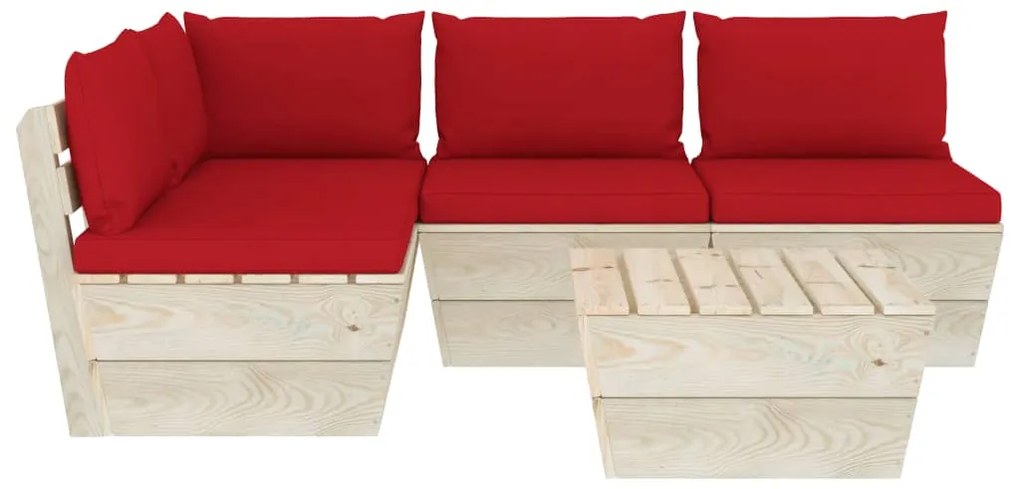 5 pcs conjunto lounge de paletes + almofadões madeira de abeto